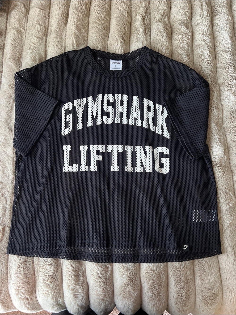 Gymshark Black Mesh Tee with White Chest Print